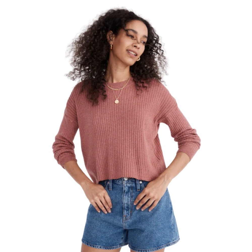 Madewell Ribbed Knit Sweatshirt - Donegal Quartz
